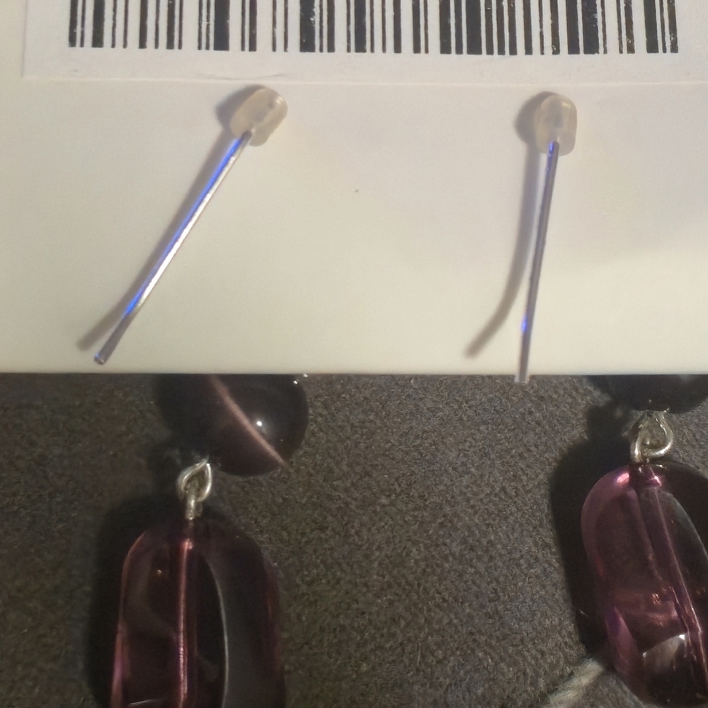 Penningtons Purple Multi-Strand Illusion Necklace & Dangle Earrings Jewelry Set - Picture 11 of 12